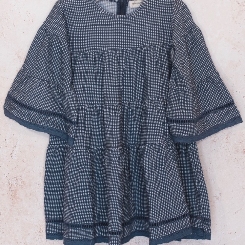 Navy blue gingham dress